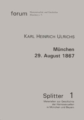 KARL HEINRICH ULRICHS - MÜNCHEN, 29. AUGUST 1867